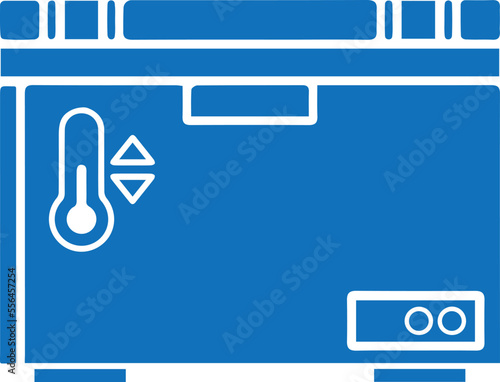 Freezer control icon, deep freezer control icon blue vector