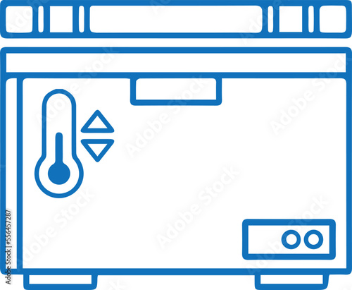 Freezer control icon, deep freezer control icon blue vector