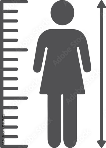 Human height icon, height measurement icon black vector