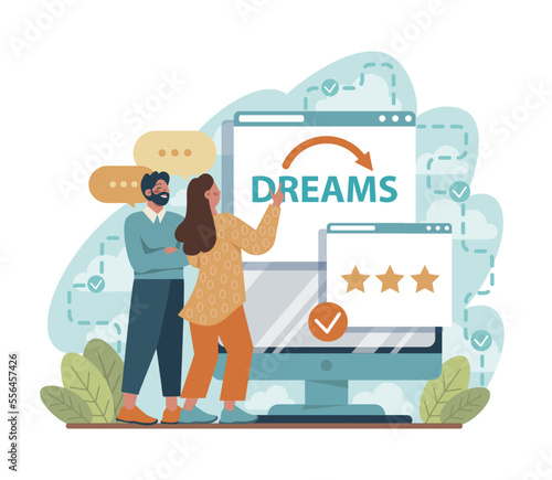 Daydreaming concept. Young characters dreaming or daydreaming