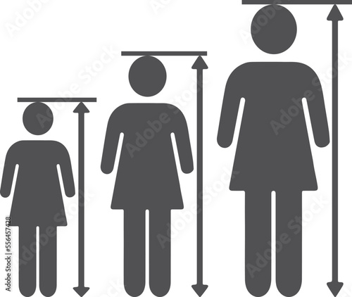Human height icon, height measurement icon black vector