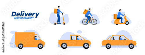 Delivery icons. Various transport. Fast shipping set.