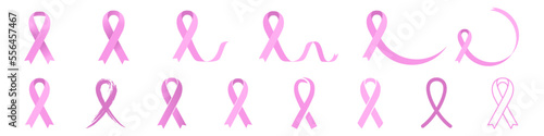 Cancer awareness symbol collection. Pink ribbons.