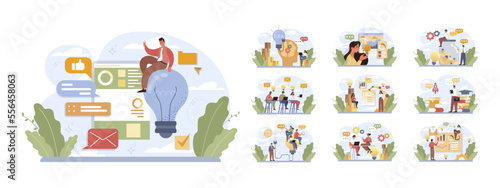 Original ideas concept set. Creative innovations or solutions generation.