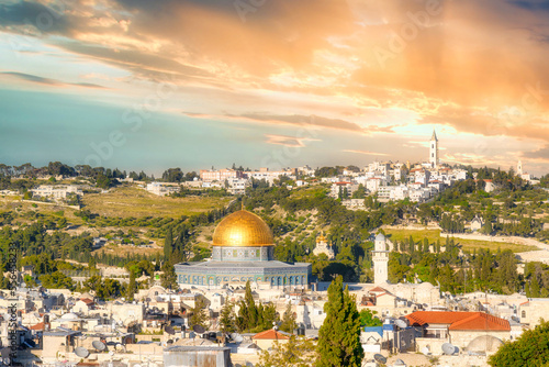 Obraz na plátně Jerusalem with the Mount of Olives