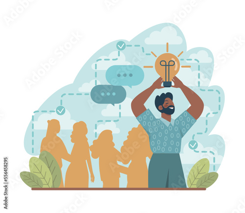 Uniqueness and individuality concept. Character standing out from the crowd