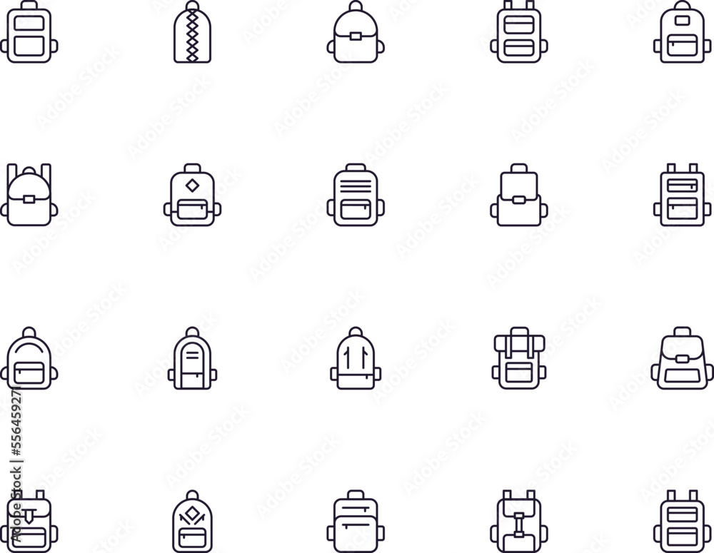 Backpack line icon on white background