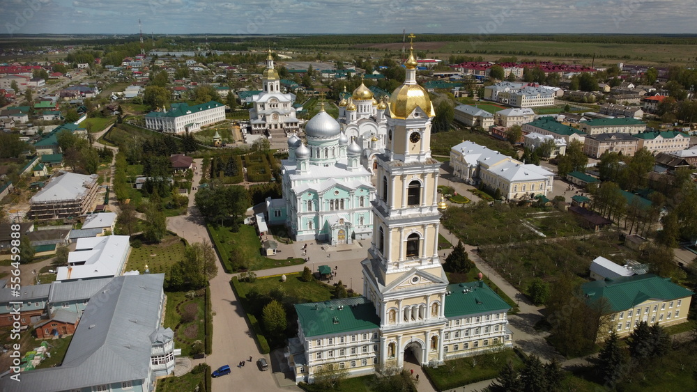 Palaces and bell towers in the city center. Nizhniy Novgorod. Russia. Drone photo. History is among us.