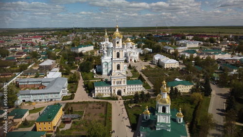 Fototapeta Naklejka Na Ścianę i Meble -  Palaces and bell towers in the city center. Nizhniy Novgorod. Russia. Drone photo. History is among us.