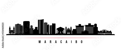 Maracaibo skyline horizontal banner. Black and white silhouette of Maracaibo, Venezuela. Vector template for your design.