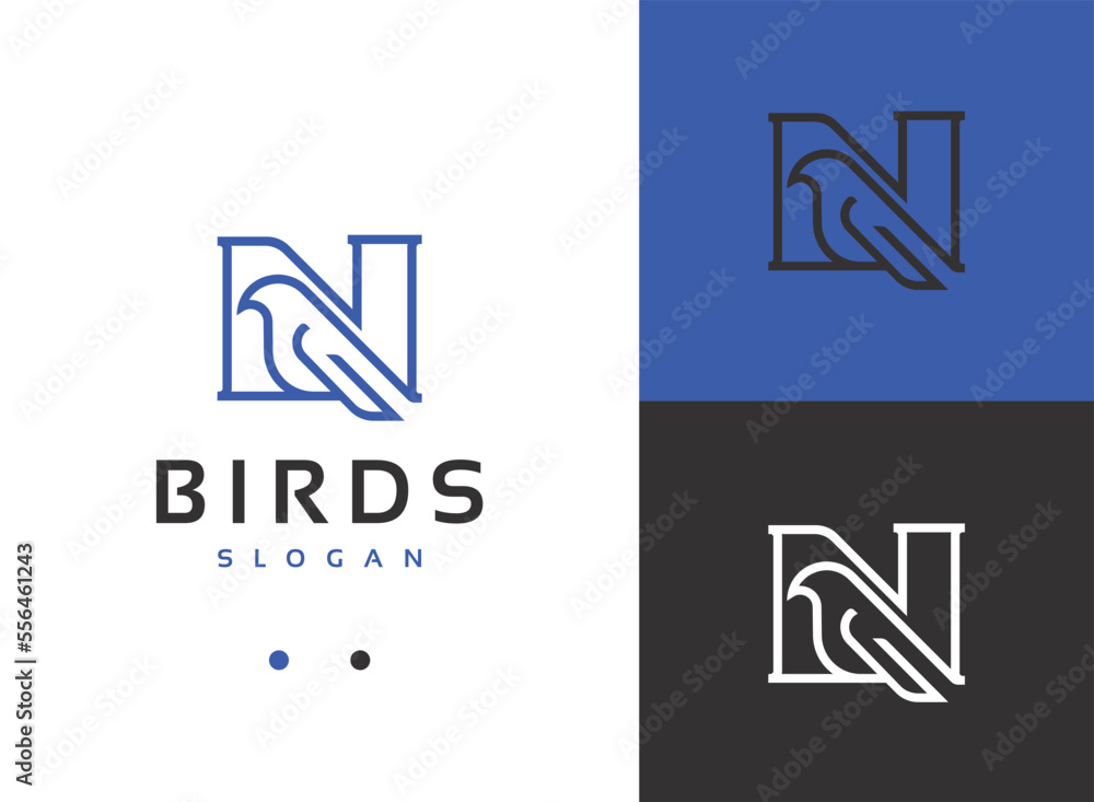 Letter N Bird Logo Letter N Bird Logo