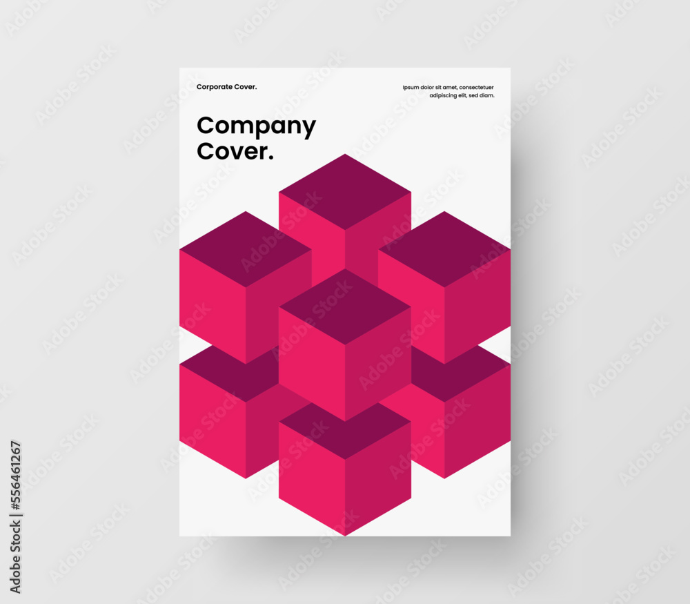 Fototapeta premium Fresh catalog cover design vector template. Colorful mosaic hexagons front page illustration.