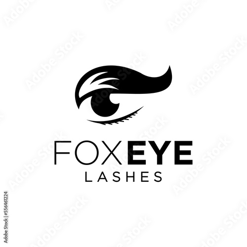 eye logo design with tail fox wolf concept