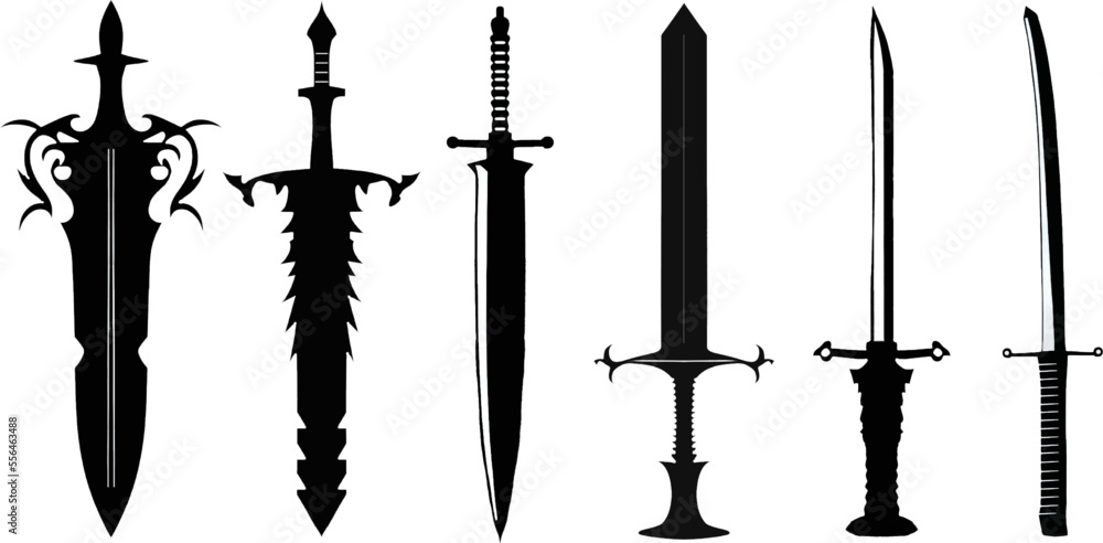 Sword icons set. Vector swords designs and transparent background ...