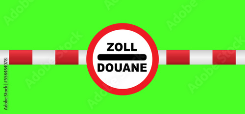 Chromakey, green screen background. Old zoll douane. Zoll and Douane both mean toll in english on. concept of border and customs control. Tourism, customs office. Chroma key video.