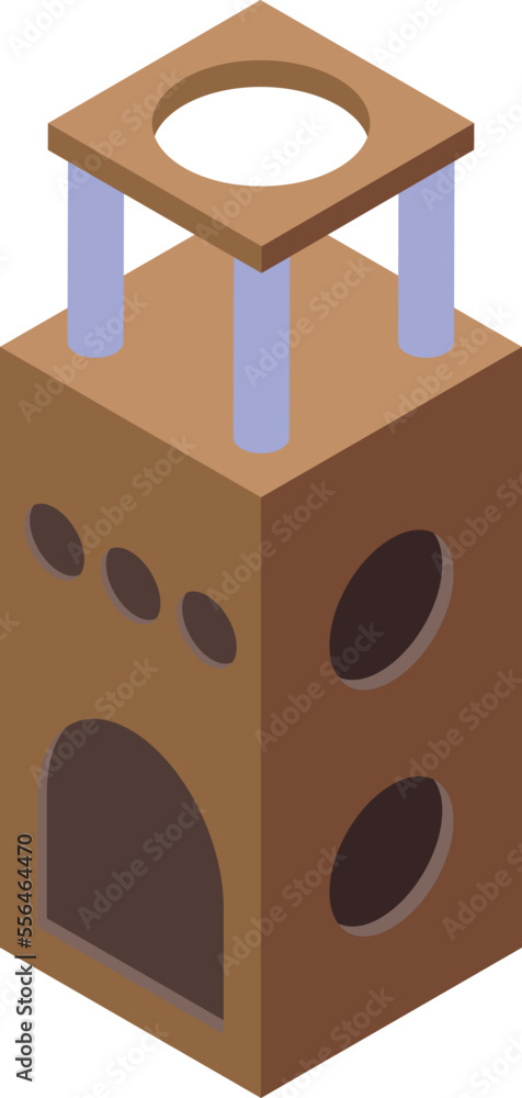 Tower cat house icon isometric vector. Pet box. Cute shop Tower cat house icon isometric vector. Pet box. Cute shop
