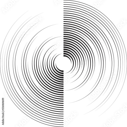 Fototapeta Naklejka Na Ścianę i Meble -  Lines in Circle Form . Spiral Vector Illustration .Technology round Logo . Design element . Abstract Geometric shape .
