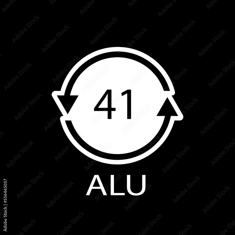 Aluminium recycling symbol ALU 41. Vector Illustration Aluminium recycling symbol ALU 41. Vector Illustration