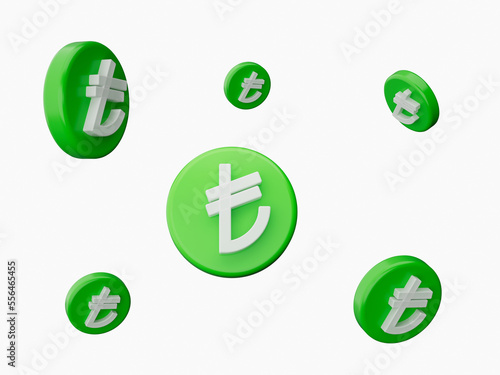 Green Turkey lira icons Set isolated on white background 3d illustration photo