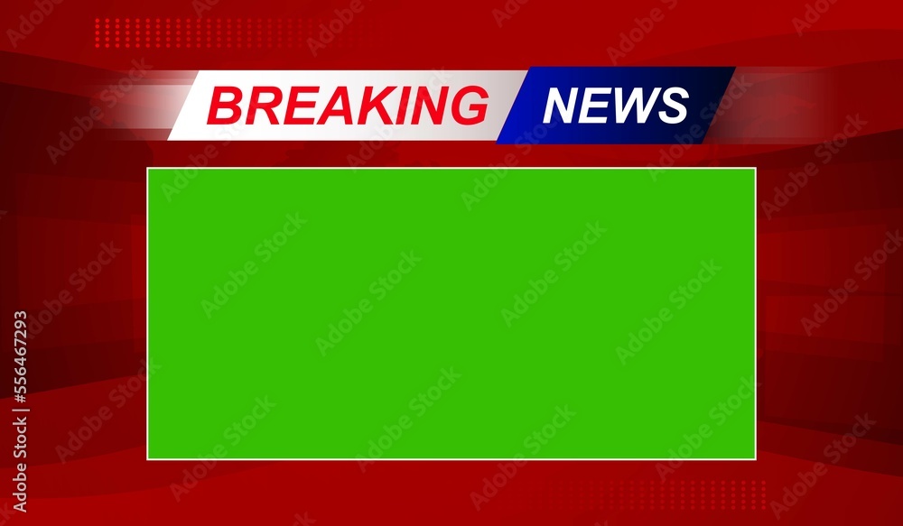 Breaking news template with green screen, Write any text on the screen