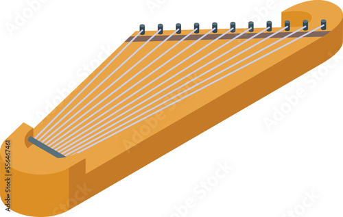 Kantele harp icon isometric vector. Music instrument. Retro chord