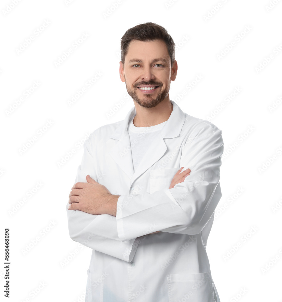 Doctor or medical assistant (male nurse) in uniform on white background Doctor or medical assistant (male nurse) in uniform on white background