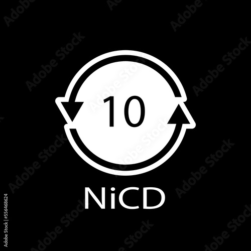 Battery recycling code 10 NiCD . Vector illustration