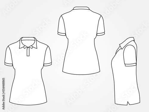 Art illustration design clothes concept fashion wear isolated mock up of female t shirt polo slim fit body