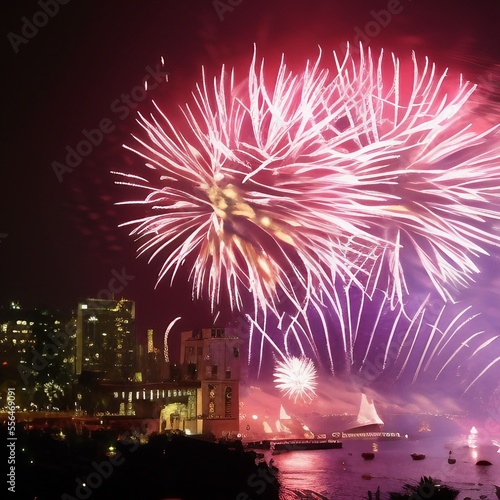 fireworks bursting in the night sky to celebrate new year and special dates
