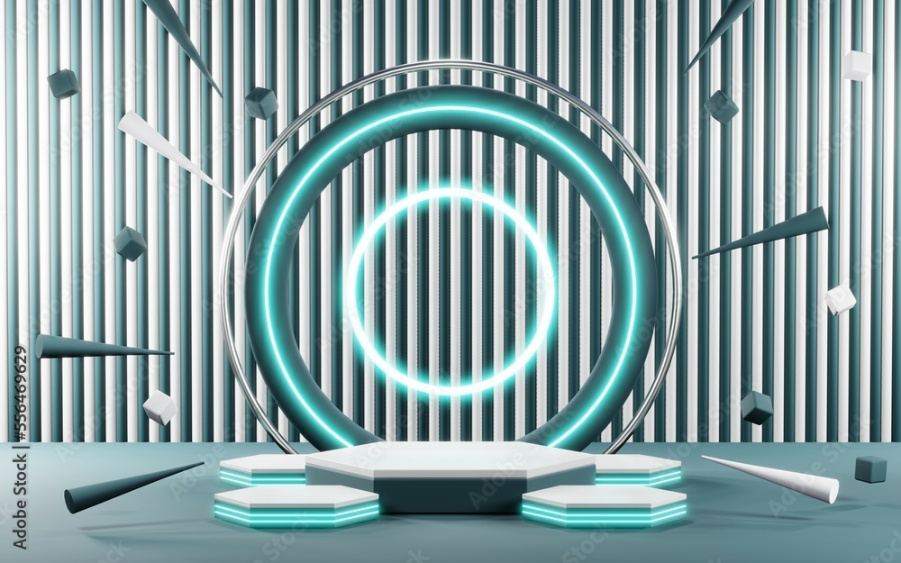 3D render of Podium background in blue tones for displaying cream products. cosmetics 3D render of Podium background in blue tones for displaying cream products. cosmetics
