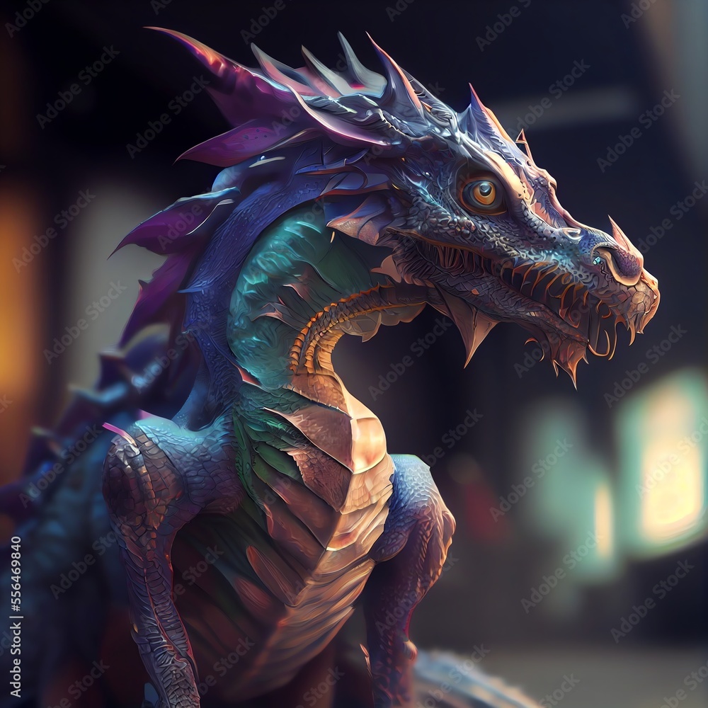 Fantasy Dragon head lizard concept art. Generative AI Fantasy Dragon head lizard concept art. Generative AI