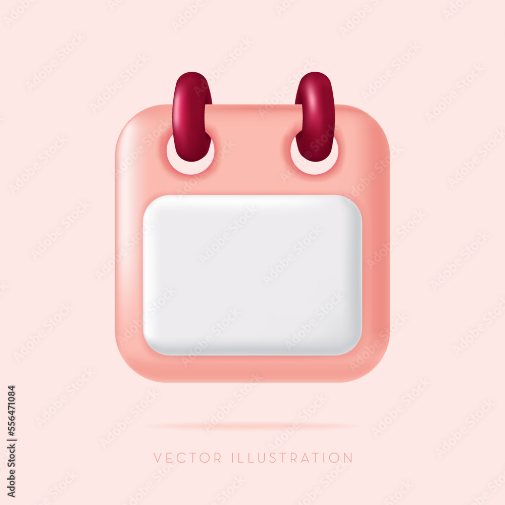 Fototapeta premium Pink Calendar icon. Schedule, appointment, Planning concept, Valentine’s day. 3D Vector Illustration in minimal style