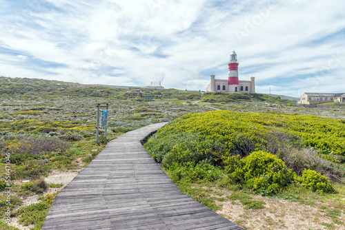 Historic Agulhas lighthouse at the southern-most tip of Africa