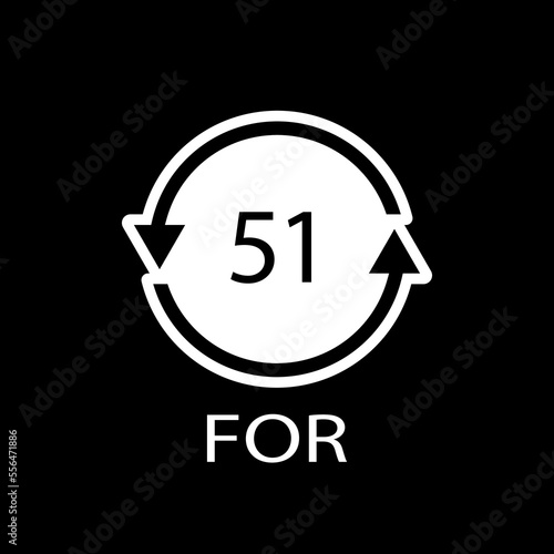 Bio material recycling code 51 FOR. Vector Illustration