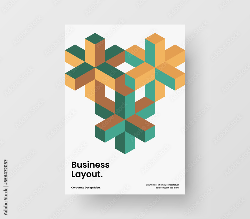 Fresh corporate cover A4 design vector layout. Amazing geometric pattern postcard template.