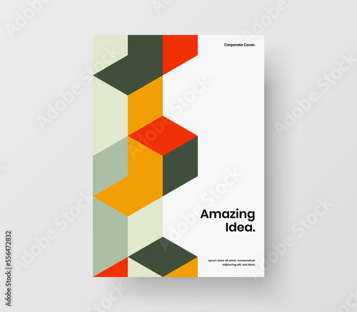 Amazing geometric hexagons cover template. Original company brochure A4 design vector concept.