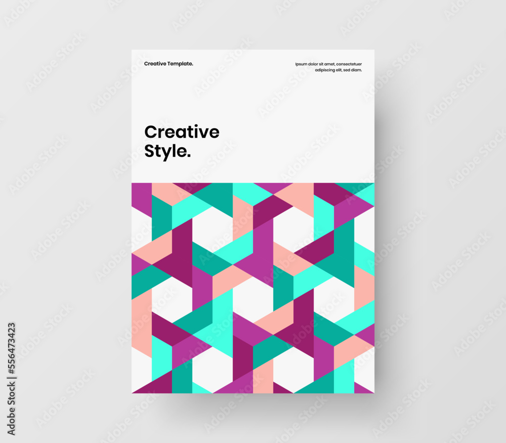 Fototapeta premium Modern geometric pattern handbill template. Simple cover vector design concept.