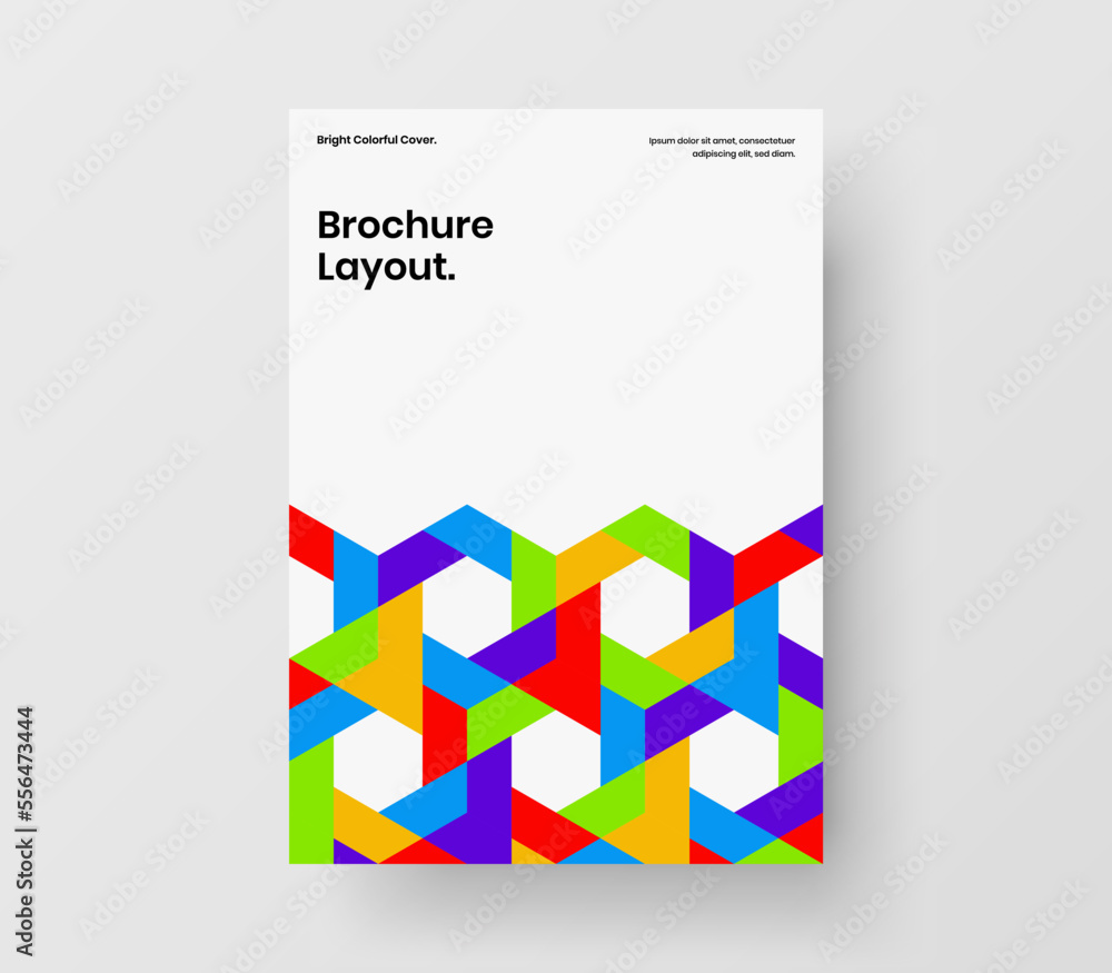 Amazing booklet vector design template. Trendy mosaic hexagons postcard illustration.