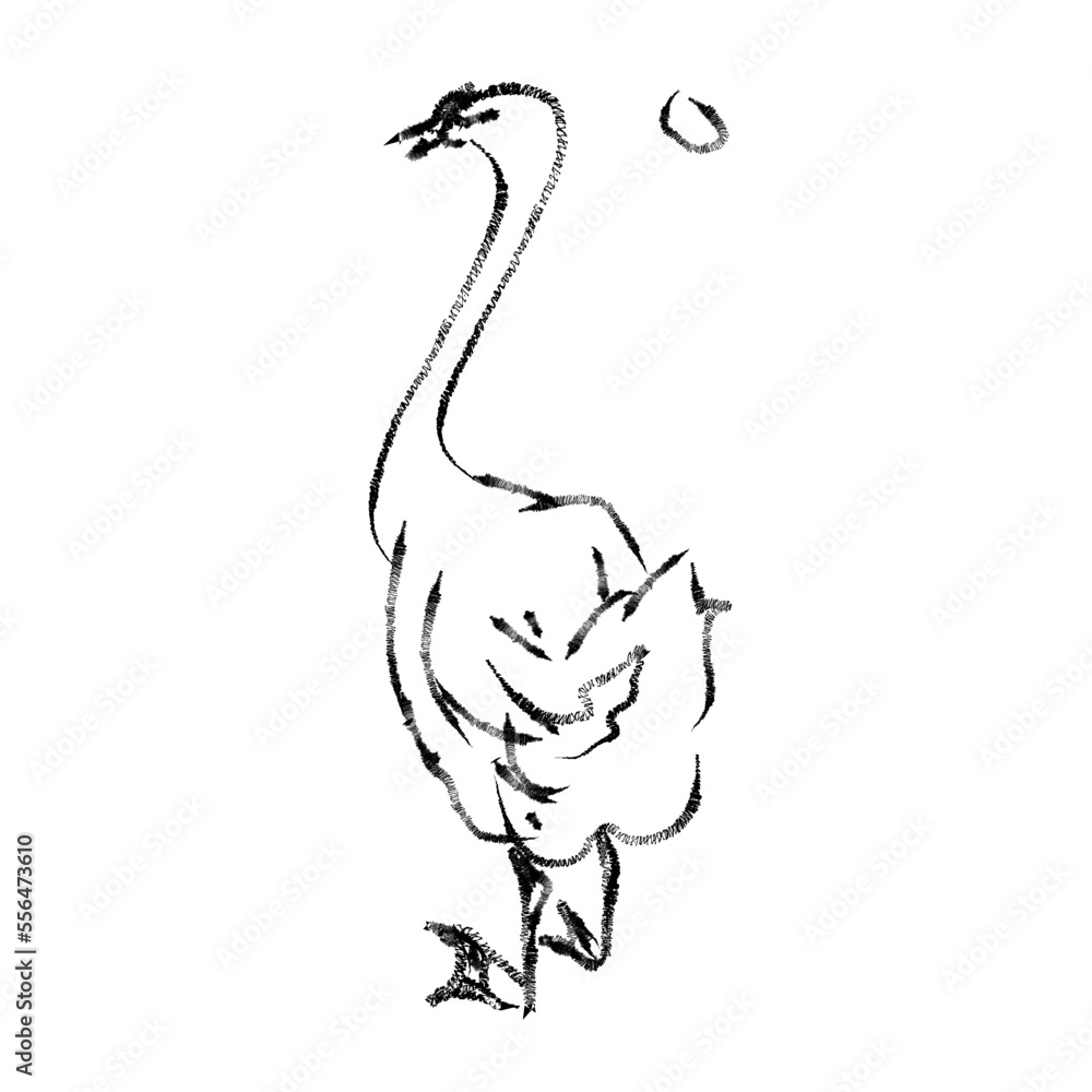 Fototapeta premium 鳥と月 線画