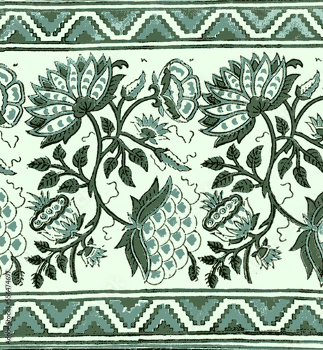 Fototapeta Naklejka Na Ścianę i Meble -  Ajrakh Pattern and block print, batik print napkin digital printing textile design 
