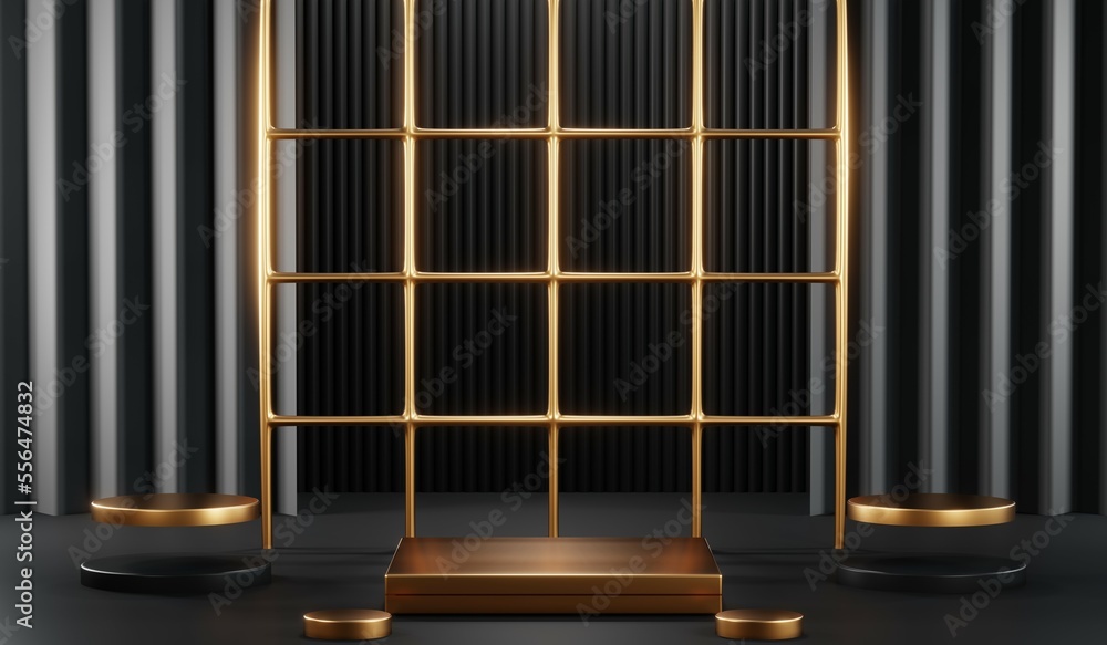 3D rendering of blank product background for cream cosmetics Modern black podium background 3D rendering of blank product background for cream cosmetics Modern black podium background