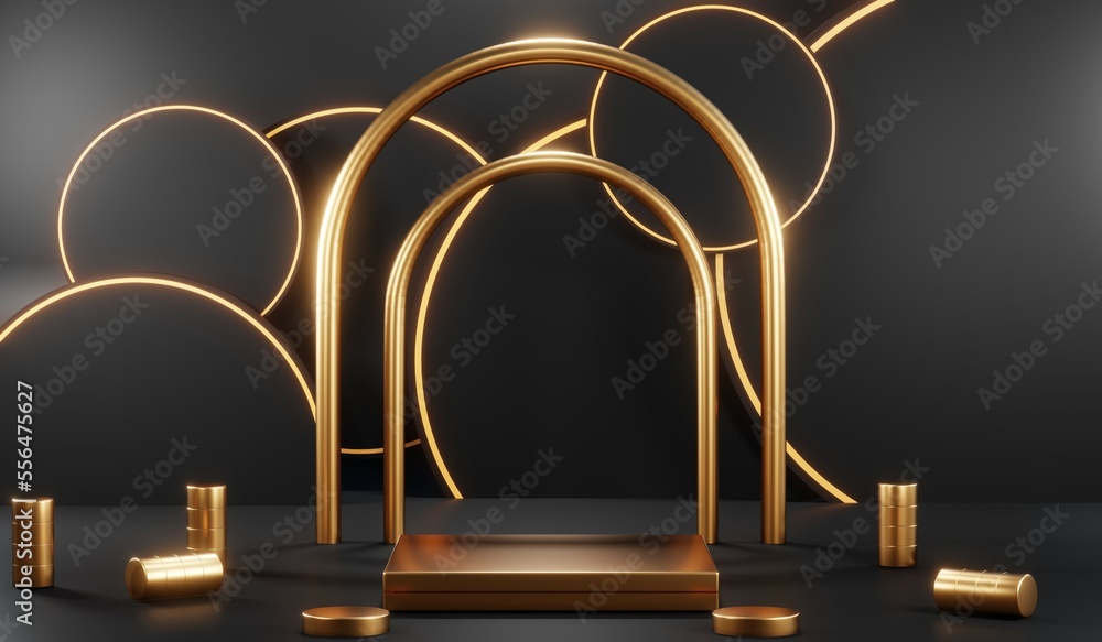3D rendering of blank product background for cream cosmetics Modern black podium background 3D rendering of blank product background for cream cosmetics Modern black podium background