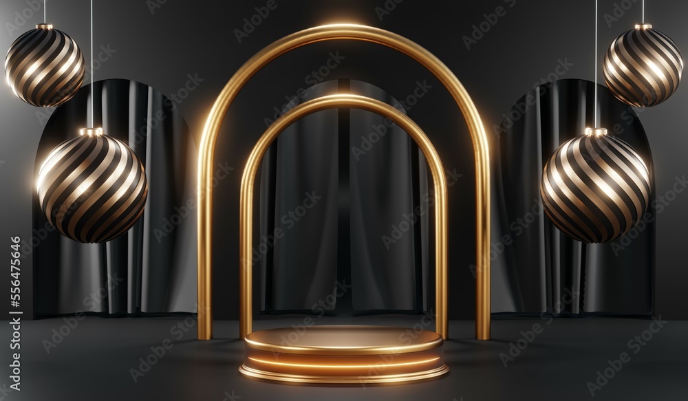 3D rendering of blank product background for cream cosmetics Modern black podium background 3D rendering of blank product background for cream cosmetics Modern black podium background