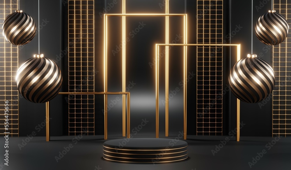3D rendering of blank product background for cream cosmetics Modern black podium background 3D rendering of blank product background for cream cosmetics Modern black podium background