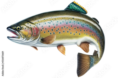Obraz na plátně Majestic Rainbow Trout with Shimmering Scales on Transparent Background, PNG