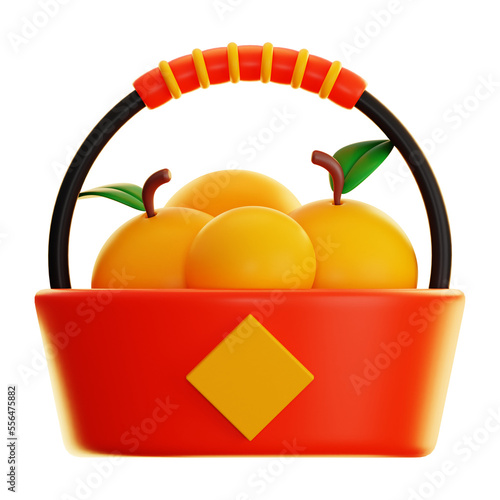 Premium Chinese New Year orange icon 3d rendering on isolated background