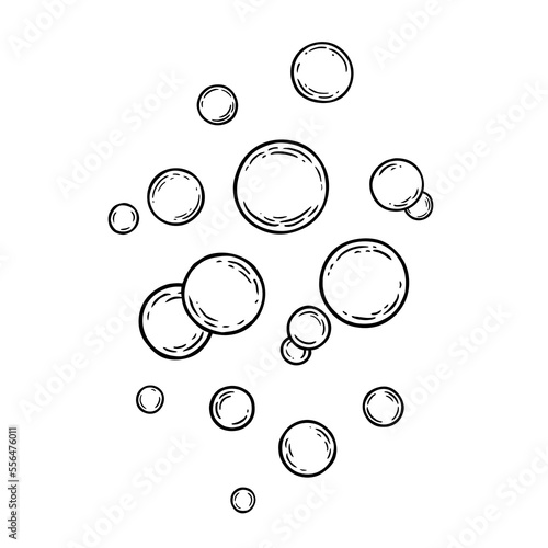 Bubble sketch. Hand draw doodle bubbles. Drawing soap. Drop sparkle purity. Cartoon simple water. Cleaning symbol. Black color circle isolated on white background for design print. Vector illustration