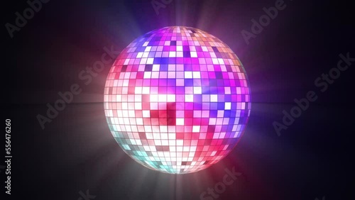 Disco Ball, Loopable on black background. Disco ball looping 3D animation with alpha matte.