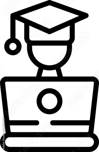 Student club laptop icon outline vector. Class reader. Book person
