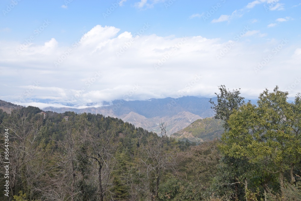 beautiful landscape with clouds in uttrakhand, india